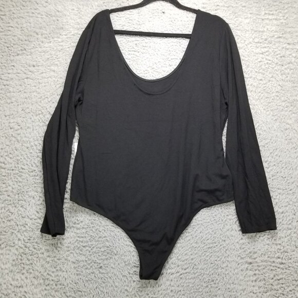 Eloquii Shirt Womens 20 Black One Piece Long Sleeve Snap Crotch Bodysuit NWT - Picture 8 of 9